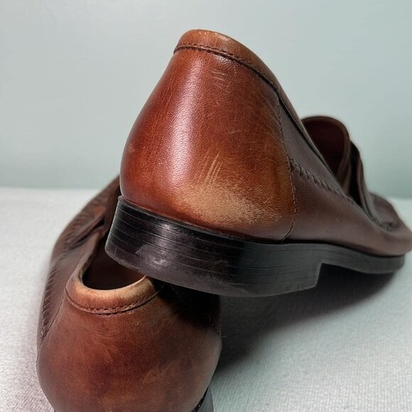 Giorgio Brutini Mens Size 11M Brown Leather Woven Slip On Tassel Loafers MCM Vib - Picture 6 of 10